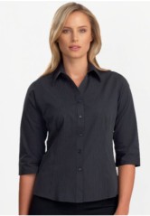 Women's 3/4 Sleeve Dark Stripe Shirt - Charcoal 