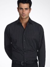 Men's L/S Fine Stripe Shirt - Black 